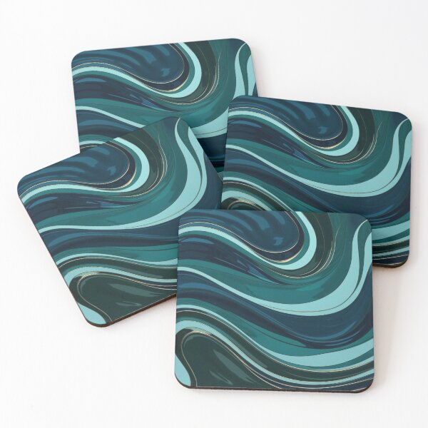 Item preview, Wavy Glossy Lines in Deep Teal Flow designed and sold by Harmonic_Layers.