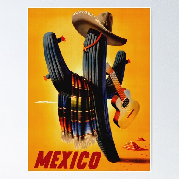 Vintage Mexico Travel Poster - Cactus Poster