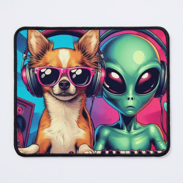 Item preview, cute chihuahua and alien electronic music listening designed and sold by Dogandesighn.
