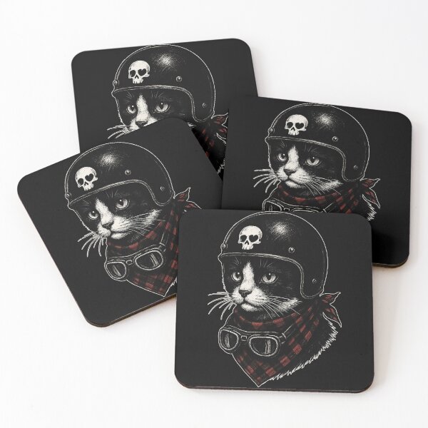 Item preview, Black Cat In Skull Helmet Sketchy Goth designed and sold by TomFrontierArt.