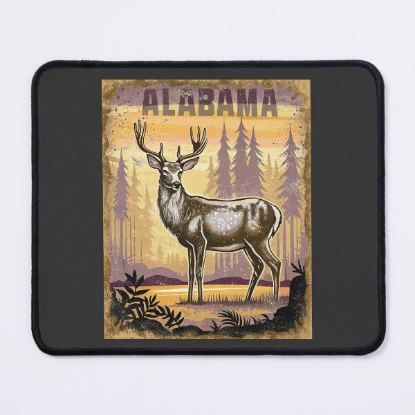 Item preview, "Vintage Alabama Deer Poster – State Wildlife Rustic Art" designed and sold by PastEcho.