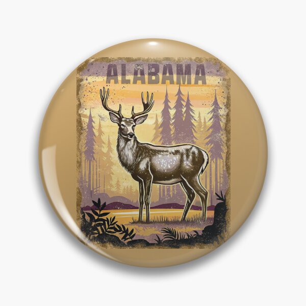 Item preview, "Vintage Alabama Deer Poster – State Wildlife Rustic Art" designed and sold by PastEcho.