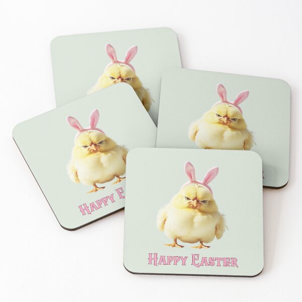 Item preview, Happy Easter grumpy chick with bunny ears designed and sold by FatBirdie.