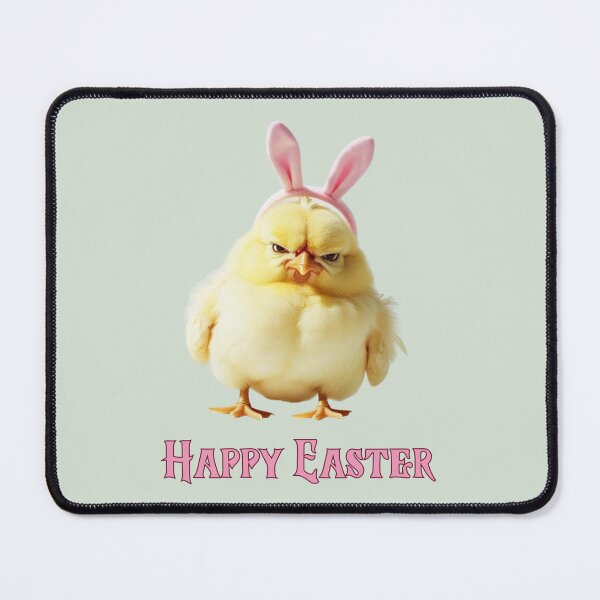 Item preview, Happy Easter grumpy chick with bunny ears designed and sold by FatBirdie.