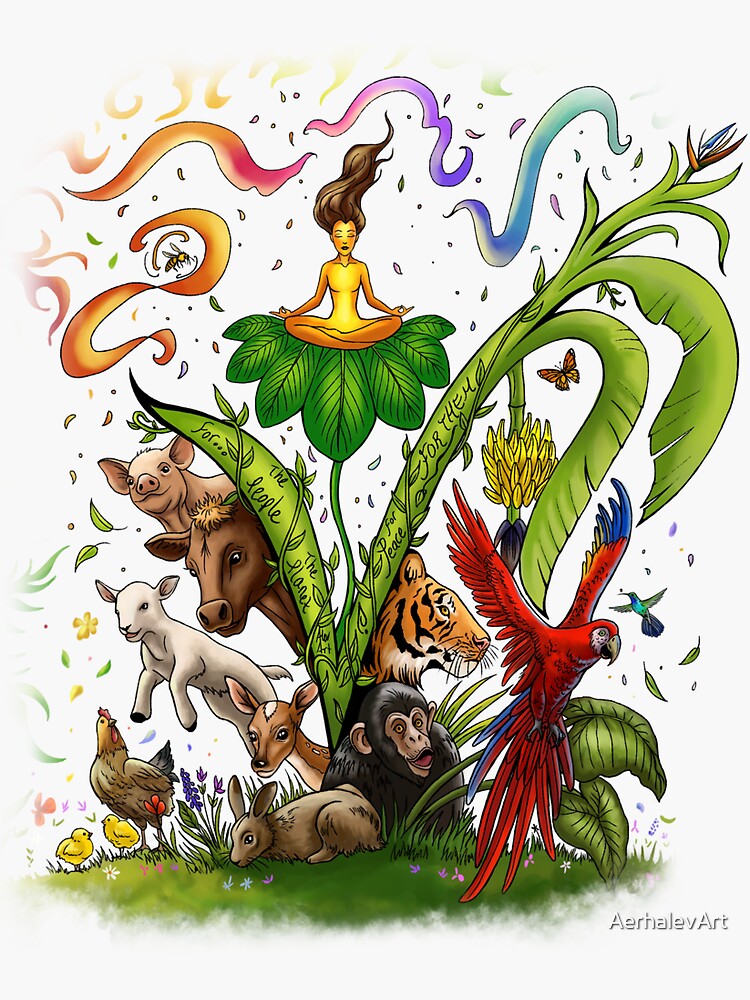 Thumbnail 3 of 3, Sticker, Vegan For Them designed and sold by AerhalevArt.