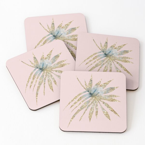 Item preview, Tropical palm leaf print with golden glitter designed and sold by VandArts.