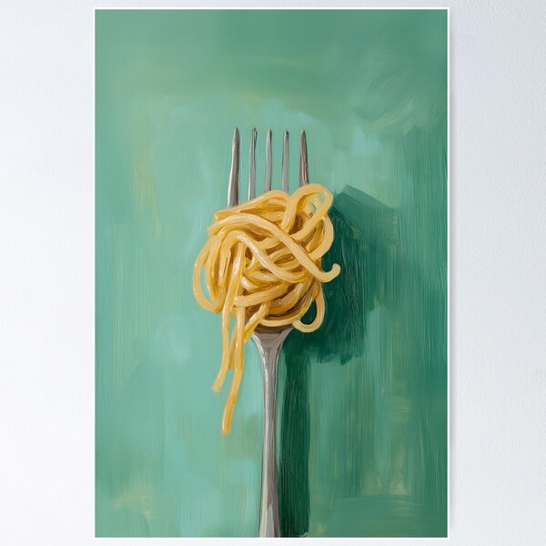 Artikel-Vorschau von Grüne Spaghetti auf der Gabel, designt und verkauft von Nova~Prints.