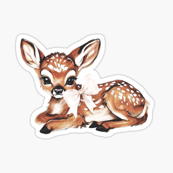 Item preview, Cute Coquette Aesthetic Fawn Wearing Bow for the Girlies Sticker designed and sold by HeavenTarnished.