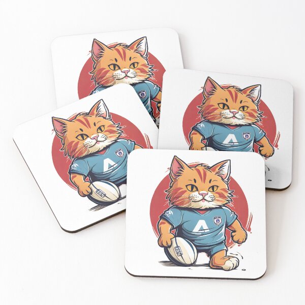 Item preview, cat playing rugby designed and sold by Karaz's Animal Kingdom.