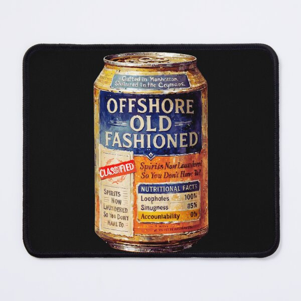 Item preview, Offshore Old Fashioned Sticker Tax Shelter Cocktail Can Design, Satirical Booze Spirits Now Laundered For You, Manhattan Meets Caymans AltLaptopArt designed and sold by eatmorvelopator.