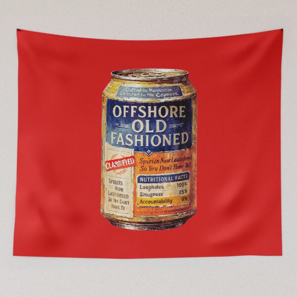 Item preview, Offshore Old Fashioned Sticker Tax Shelter Cocktail Can Design, Satirical Booze Spirits Now Laundered For You, Manhattan Meets Caymans AltLaptopArt designed and sold by eatmorvelopator.