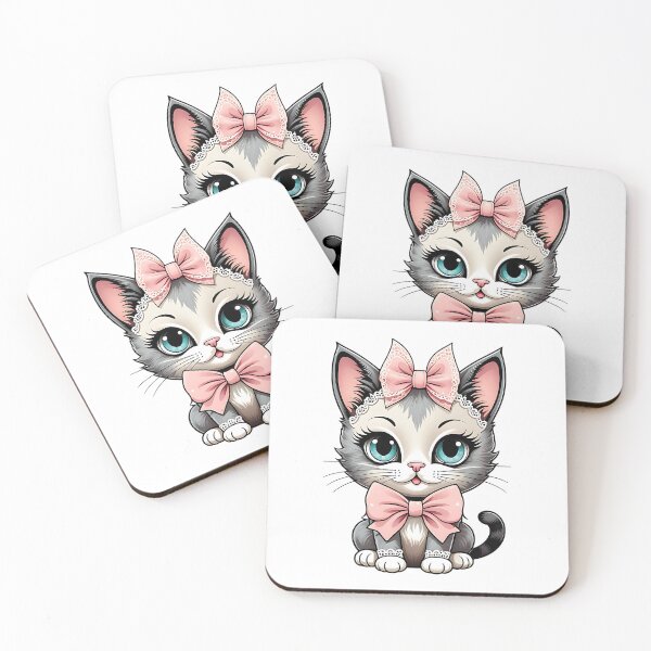 Item preview, Vintage Kitten Wearing A Pink Coquette Bow designed and sold by Got2BSnazzy.