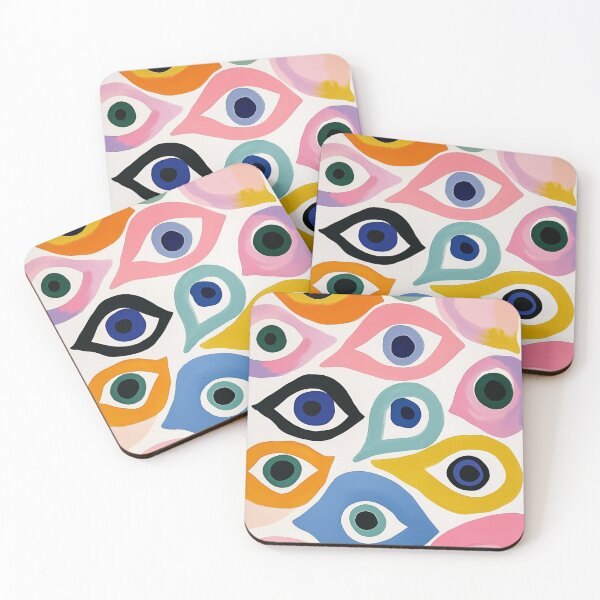 Item preview, Colorful Pink and Blue Abstract Evil Eye designed and sold by Nova~Prints.