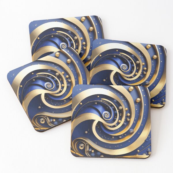 Item preview, Abstract Spiral  Blue and Gold Spiral designed and sold by Vicky Brago-Mitchell®.