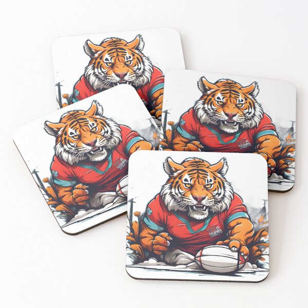 Item preview, tiger playing rugby designed and sold by Karaz's Animal Kingdom.