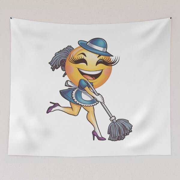 Item preview, Smiling girl with a mop.Cleaning lady,maid.Emoticon. designed and sold by MagelliShop.