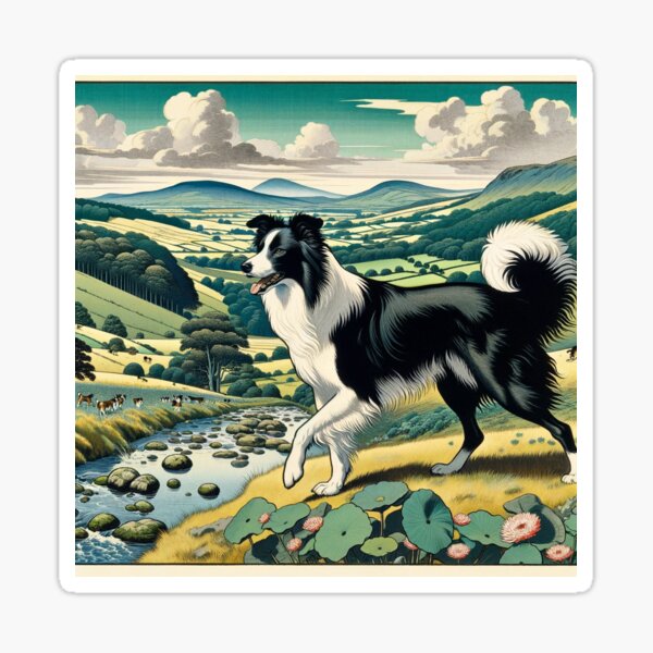 Item preview, Border Collie in Countryside – Japanese Style designed and sold by TidalEchoes.