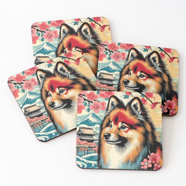Item preview, German Spitz with Sakura – Ukiyo-e Inspired Design designed and sold by TidalEchoes.