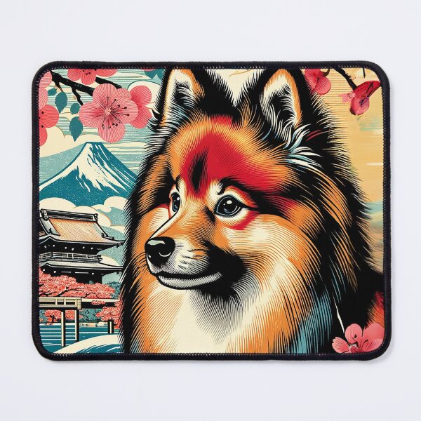 Item preview, German Spitz with Sakura – Ukiyo-e Inspired Design designed and sold by TidalEchoes.