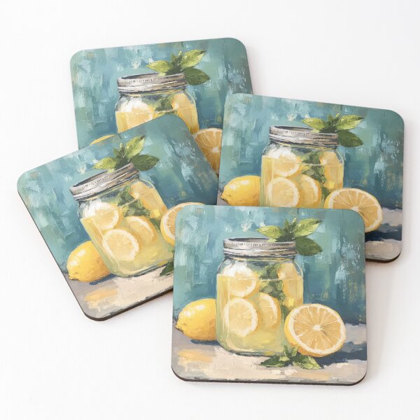 Item preview, Fresh Lemon Mason Jar – Vintage Summer Drink Art for Healthy Vibes designed and sold by AchaRat.