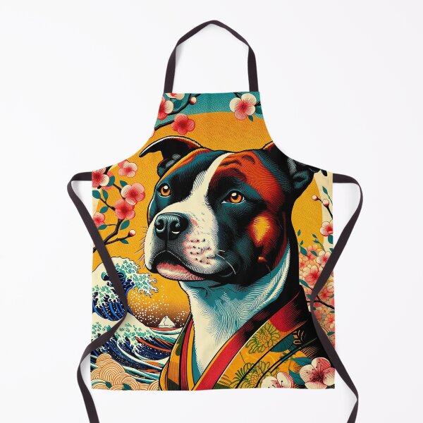 Item preview, Staffie and Great Wave – Ukiyo-e Inspired Design designed and sold by TidalEchoes.
