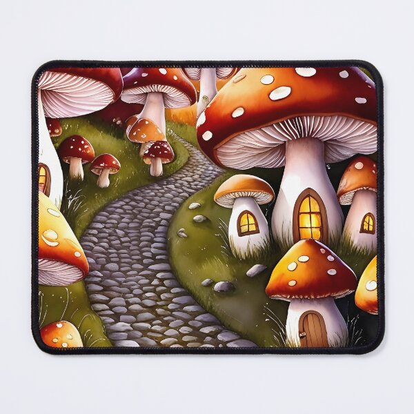 Item preview, Fairy Doors of Hollowshroom – Magical Mushroom Village Illustration designed and sold by Makin Dreams Shop.