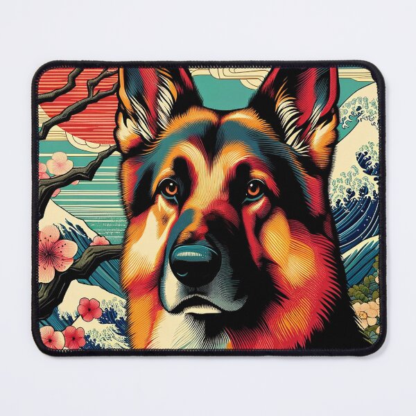 Item preview, Japanese Landscape – German Shepherd Print designed and sold by TidalEchoes.