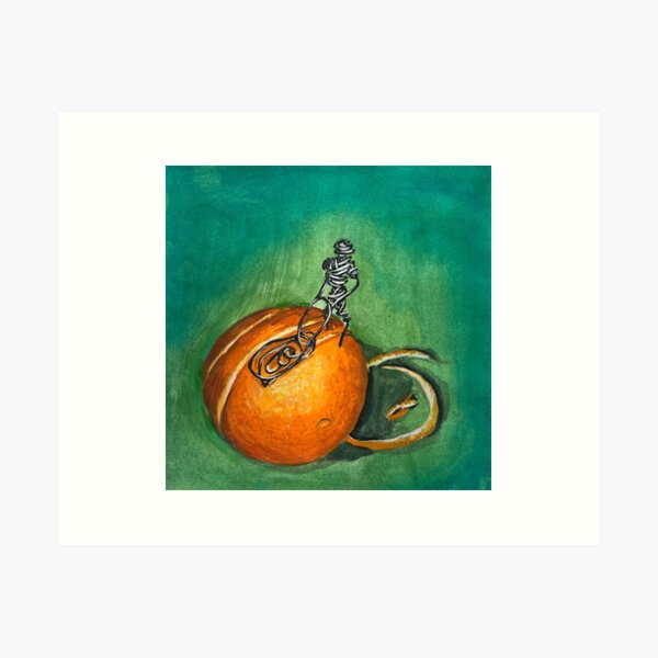 Vista previa del artículo con la obra «El hombre del alambre cortando naranjas», diseñado y vendido por izzierwilding.