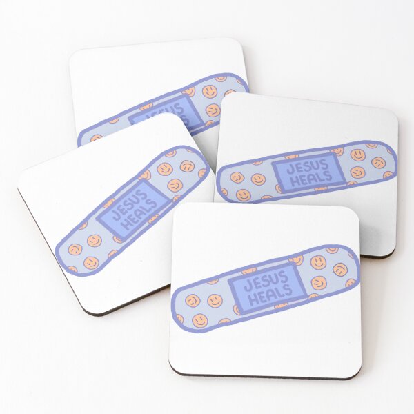Item preview, Blue Jesus heals plaster smiley face Christian sticker designed and sold by SophieStickers0.