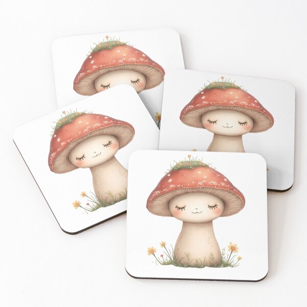 Item preview, Kawaii Mushroom with Flowers – Cute Red Cap Woodland Art designed and sold by QuickPick Store.