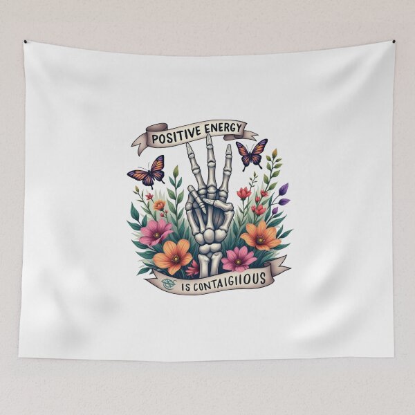 Item preview, Positive Energy Is Contagious - Vintage Flower, Skeleton, Mental Health Awareness designed and sold by HEI DesignPartners.