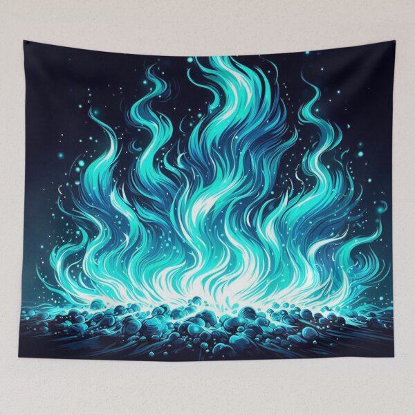 Item preview, AI-Designed Abstract Blue Tosca Flame Motif – Bold & Vibrant Artwork for Clothing, Accessories & Modern Fashion designed and sold by knalpot-design.