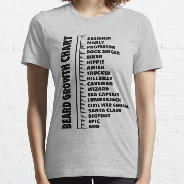 Beard Length Ruler T-shirt Growth Chart Joke Gift Men's Funny Mens Essential T-Shirt