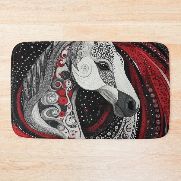 Item preview,  A mesmerizing black, white, and red design of an Arabian horse. designed and sold by HEMRO.