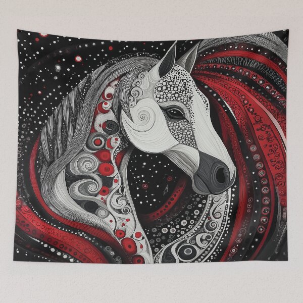Item preview,  A mesmerizing black, white, and red design of an Arabian horse. designed and sold by HEMRO.