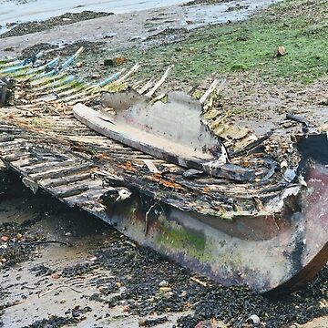 Artwork thumbnail, Boat Carcass at the Creek Beach English Coastal Landscape en plein air by Blink Friction by Blink Friction Imaging