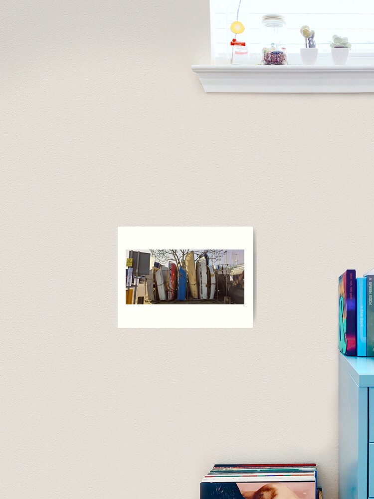 Thumbnail 2 of 3, Art Print, Dry Stack at the Creek boat hulls along the UK coast by Blink Friction designed and sold by taletellerclub.