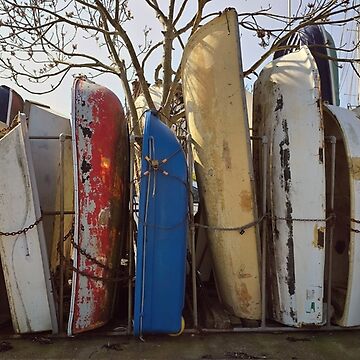 Artwork thumbnail, Dry Stack at the Creek boat hulls along the UK coast by Blink Friction by Blink Friction Imaging