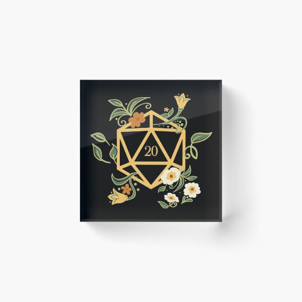 Plant Lovers Polyhedral D20 Dice Tabletop RPG Acrylic Block