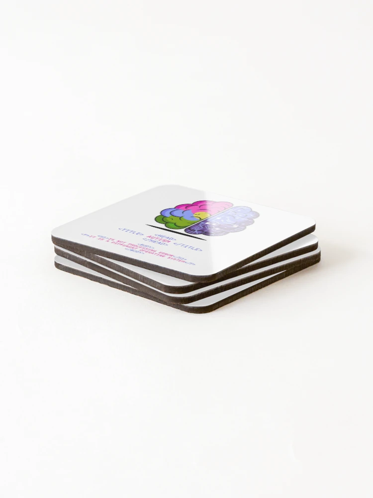 Thumbnail 4 of 5, Coasters (Set of 4), Autism is not processing error ASD Awareness HTML CSS designed and sold by ElixirCraft.