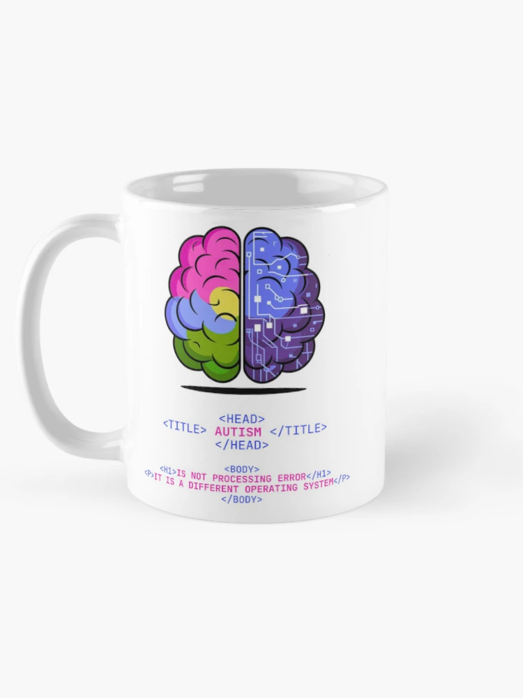 Thumbnail 5 of 6, Coffee Mug, Autism is not processing error ASD Awareness HTML CSS designed and sold by ElixirCraft.