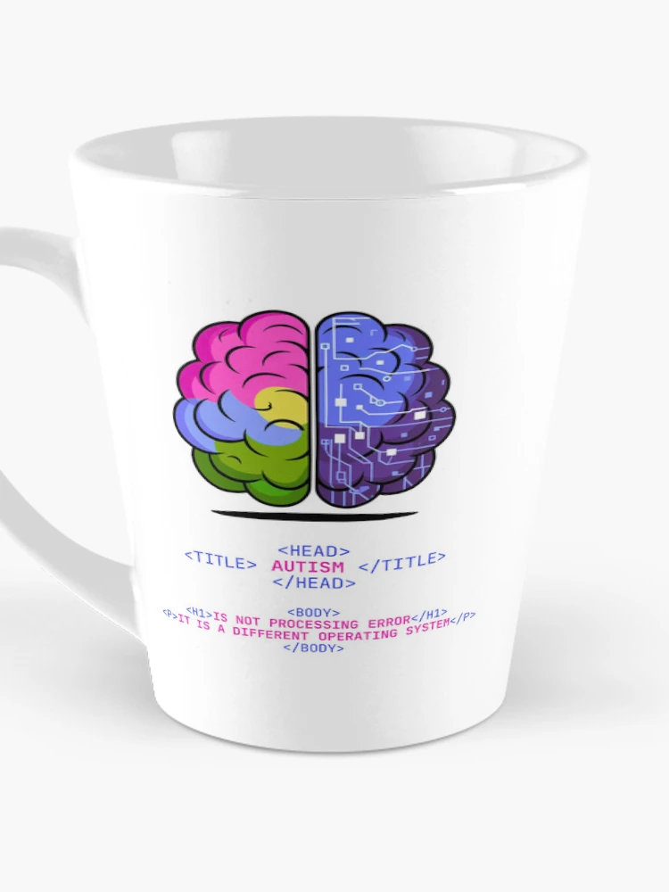 Thumbnail 3 of 4, Coffee Mug, Autism is not processing error ASD Awareness HTML CSS designed and sold by ElixirCraft.