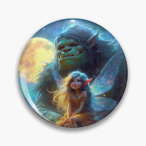 Item preview, Moonlit Friendship: The Troll and Pixie - Fantasy Art Print designed and sold by Rikr65-TrollArt.