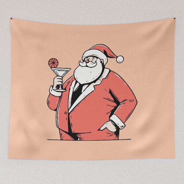 Item preview, Retro Santa Enjoying a Cocktail designed and sold by ArtFactoryAI.