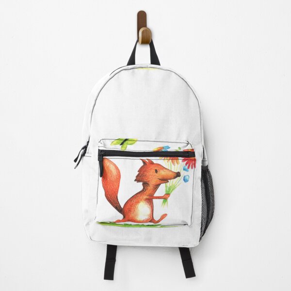 Item preview, Happy Fox Running with a Flower Bouquet and Butterflies – Whimsical Nature Illustration designed and sold by Yellow-Cat.