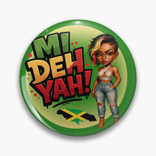 Artikelvorschau, „Mi Deh Yah“, jamaikanischer Patois-Satz mit stilvoller Frauenillustration entworfen und verkauft von Ms.Ranty.