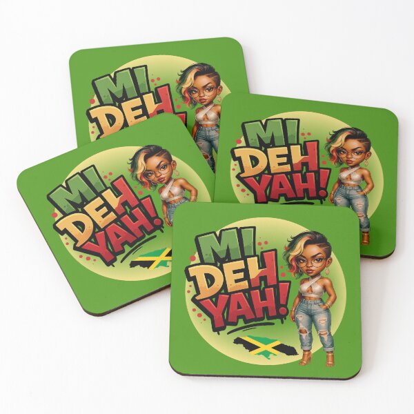 Item preview, "Mi Deh Yah" Jamaican Patois Phrase with Stylish Woman Illustration designed and sold by Ms.Ranty.