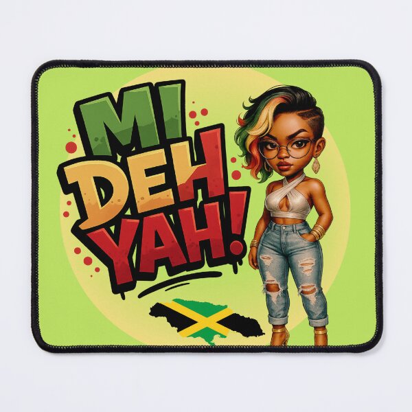 Item preview, "Mi Deh Yah" Jamaican Patois Phrase with Stylish Woman Illustration designed and sold by Ms.Ranty.