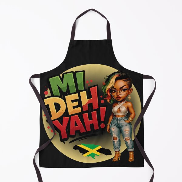 Item preview, "Mi Deh Yah" Jamaican Patois Phrase with Stylish Woman Illustration designed and sold by Ms.Ranty.