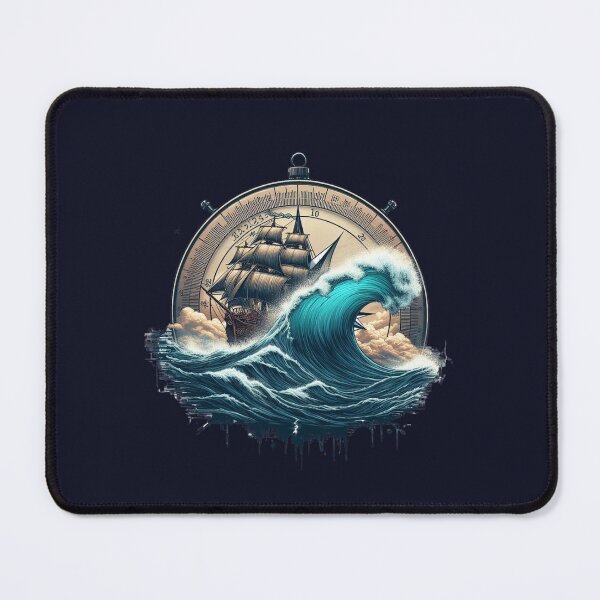 Item preview, Nautical Theme Compass Waves and Sailboat Boatowners Graphic designed and sold by GEM STYLE.